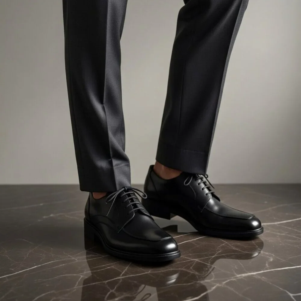 Nunn Bush Comfort Gel Black Leather Derby Shoes 12M Oxford Dress Business Office